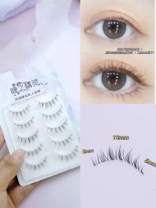 Natural Looking Short Fake Eyelashes Transparent Stem Whole Strip Inner Double Eyelid Design Easy to Use Beauty Tools