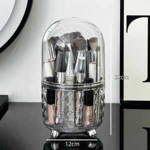 Hộp Đựng Cọ Trang Điểm Chống Bụi Khay Tách Cọ Phấn Có Nắp Kèm Giá Để Bút Hộp Đựng Dụng Cụ Trang Điểm