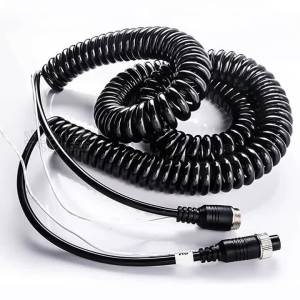 Cáp Lò Xo 5M 4PIN Dây Nối Dài Xoắn Ốc Có Thể Kéo Dài Dùng Cho Xe Buýt Xe Tải Xe Van Xe Tải Lớn Màn Hình RV DVR Camera Kết Nối TV Chất Liệu ABS