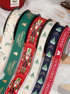 Zhuocai Christmas Ribbon Bows Christmas Tree Decorative Colored Ribbon Cake Baking Gift Presents Package Ribbon