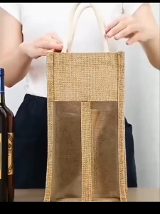 Nordic Fabric Wine Gift Bag Jute Tote Bag French Countryside Red Wine Packaging Bag RedWine Gift Bag