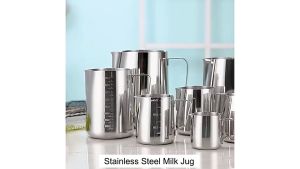 Milk Frother Cup with Measuring Scale Steaming Pitchers Cappuccino Milk Frothing Jug Latte Art 304 Stainless Steel Milk Jug Cup Chocolate Scented Candle Melting Pot Soy Wax Manual Stainless Steel