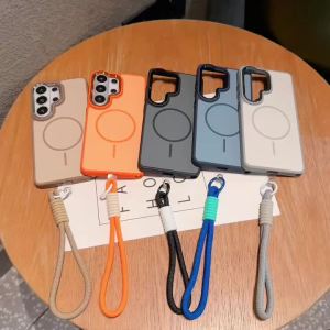 With Hand Rope For Magsafe Matte Clear Magnetic Shockproof Case For Samsung S26 S25 S24 Ultra Plus A57/A56/A36 A26/A17 A16 Cover