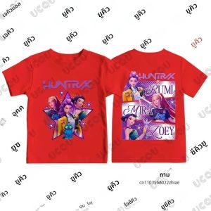 เสื้อยืดเด็กพิมพ์ลาย Kpop Demon Hunters ผ้าฝ้าย เสื้อผ้าเด็กฤดูร้อน 2025 ภาพยนตร์ เด็กหญิง เด็กชาย แขนสั้น สไตล์ลำลอง Y2k