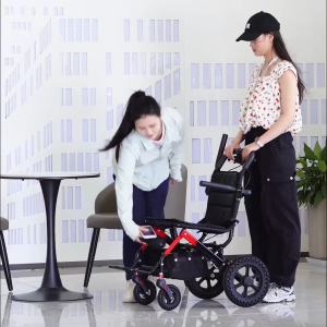 Foldable Wheelchair Kerusi Roda with Pull Handle & Shopping Basket | Lightweight Wheelchair | Shock Absorption | Flip-Up Armrest & Footrest