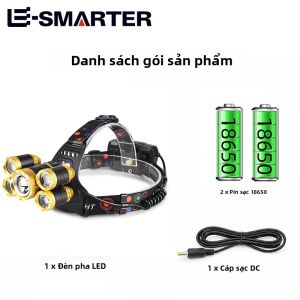 Đèn Pha LED Siêu Sáng Đèn Pin Cầm Tay Có Thể Sạc Lại Đèn Vàng Có Thể Sạc Lại Để Câu Cá Và Cắm Trại Ngoài Trời Vào Ban Đêm