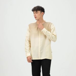 EDWIN JEANS - SINNA BEIGE Kemeja Koko Lengan Panjang Pria Baju Muslim