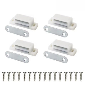 Convenient Cupboard Kitchen Furniture Magnetic Cabinet Door Latch Closures White Plastic Strong Powerful Magnet Catch