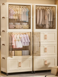 Easy Foldable Childrens Wardrobe Simple Design Plastic Material No Installation Required for Bedroom Clothes Storage Cabinet