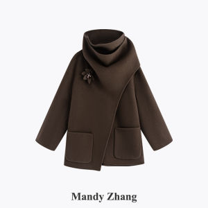Luxurious Brown 100% Wool Double Face Coat