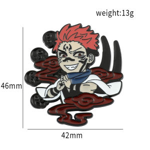 Bandai | Anime Jujutsu Kaisen Enamel Badges with Chain Gojo Satoru Brooch Itadori Yuji Pins Geto Suguru Badge for Backpack Clothing Lapel