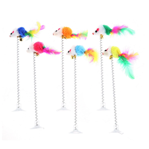 Funny Rotating Feather Cat Fishing Stick Steel Wire Long Teaser Wand Kitten Self Play Boredom Relief Stress Relief Pet Play Toy