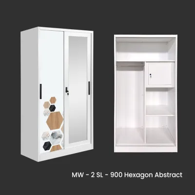 Lemari Pakaian Besi 2 Pintu Sliding - Lemari Pakaian Besi Jumbo 2 Pintu