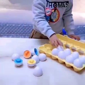 WE Matching Egg 12pcs Egg Shape Puzzle Telur 12pcs Geometri Mencocokan Bentuk Telur