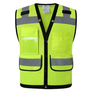 Custom Logo Safety Vest Customized Logo High Visibility Reflective Vest with Pockets Construction workwear Hi Vis Safety Vest Orange Reflective Work Vest for Warehouse Construction Work Vest Plus Size For Men