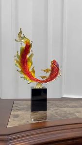 Tượng Cá Chép Đỏ Decor Trang Trí Nhà Cửa Phong Thủy Cao Cấp 20X37cm