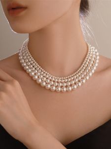 2025 New Double Layered Pure Silver Pearl Necklace Womens Fashion Design Elegant Minimalist  out  out Jewelry