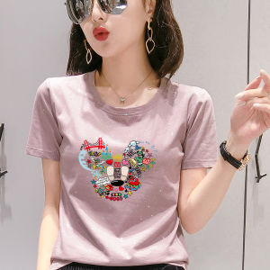 Summer New Style Simple Pure Cotton Short Sleeve Womens T-shirt Slimming Versatile Half Sleeve Design Trendy Top