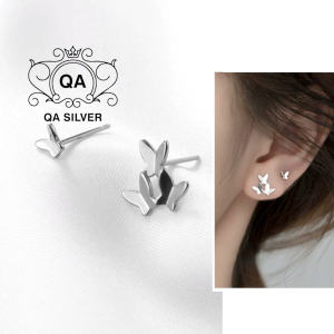 Khuyên tai bạc 925 bướm bất đối xứng bông hồ điệp nữ S925 BUTTERFLY QA Silver Earrings EA250202
