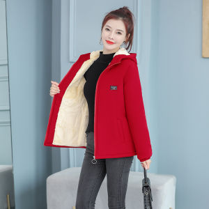 หนาพิเศษ ผู้หญิง ผ้าฝ้าย เสื้อแจ็คเก็ต ฤดูหนาว ผ้าขนแกะ เสื้อคลุมมีซับใน เสื้อโค้ท ขนแกะตัด ซิป ปิดปกติพอดีแขนยาว