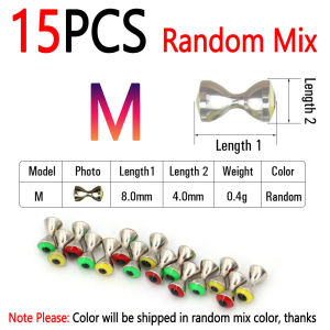 Bimoo 15PCS Brass 3D Dumbbell Fish Eyes Beads Fly Tying Material Realistic Barbells Beads For Minnow Streamer Crazy Charlie Fly
