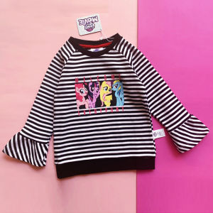 Áo Len Dệt Kim Kẻ Sọc Đỏ Cho Bé Gái Áo Sơ Mi Cổ Tròn Thường Ngày Bằng Vải Cotton Mùa Xuân Thu Cho Bé Gái