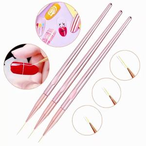 LULAA | 3Pcs/Set Acrylic French Stripe Nail Art Line Painting Pen 3D Tips Manicure Slim Line Drawing Pen UV Gel Brushes Painting Tools
