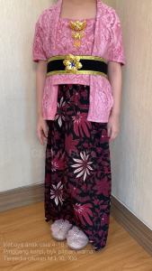 C&BUY Setelan Kebaya Anak Perempuan Brukat Modern Kebaya Wisuda Anak TK SD SMP Usia 4-16 Tahun Acara Pentas Nari Sekolah Hari Kartini 17 Agustus Sumpah Pemuda Baju Adat Kebaya Bali Sunda Jawa One Set Kebaya Brokat Encim Kutubaru Anak Cewek Pesta Kondangan