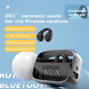 Mezone 2023 Earclip Baru G100 Earclip Rotary Earclip Wireless Earphone Bluetooth 5.3 High Fidelity Bass Stereo Earphone Waterproof Touch LED Digital Display Microphone