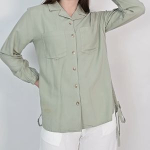 QUEENTIN Kemeja Casual Wanita 0184 Katun Rayon Polos Premium Lengan Panjang