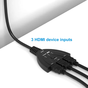 【24 Hour Shipping🚗✔️】3 Port HDMI Multi Display Auto Switch Hub Box Splitter 1080P HD TV Adapter Cable (Black)