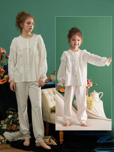 Princess Style Long Sleeve Cotton Pajamas Set for Girls Childrens Home Clothes Cute Baby Girl Spring Autumn Seasonal Wear