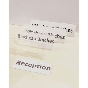 Clear Acrylic SLANT style [10inches x 3inches and 10inches x 4inches] Table Name Sign Holder 1pc Landscape One sided Display L-style
