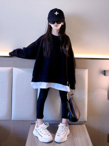 Girls Loose Fashionable Sweatshirt Spring Autumn Wear for Medium And Large Children Cotton Material Korean Style Top
