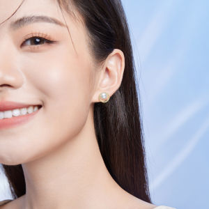 ZHOU LIU FU 周六福 Pearl Studs Earring Cubic Zirconia Earrings for Women 925 Sterling Silver Post Earring Hypoallergenic Handpicked White Freshwater Cultured Pearl Earrings X0910919