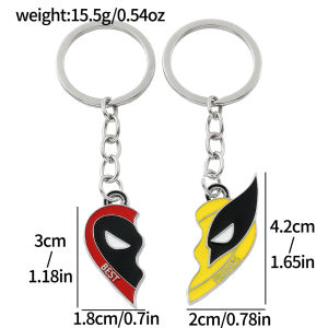 Bandai | Deadpool and Wolverine Best Friends Keychain Set Split Heart Matching Pendant Keyrings for Women Men Cosplay Accessories Gifts