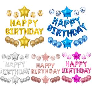 Trang Trí Sinh Nhật Bộ Bóng Chữ Happy Birthday Kèm Bóng trang trí tiệc tùng sinh nhật nhiều màu sắc