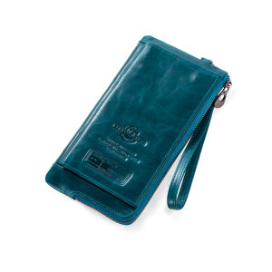 Contacts 2020 ใหม่กระเป๋าสตางค์หนังแท้สําหรับผู้ชายกระเป๋าคลัทช์แฟชั่นผู้ถือบัตรหญิงยาวกระเป๋าสตางค์ผู้หญิงซิปสายคล้องกระเป๋าเงินเหรียญสําหรับ iPhone 8