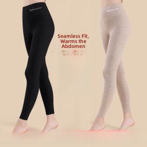 Miiow | High Waist Thermal Leggings Womens Autumn Pants Inner Wear Fleece Warm Belly Line Pants Thickened Double Layered Sweet Style
