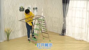 Ladder drying rack dual-use thick multifunctional stainless steel floor folding anti-skid ladder terrace cool hanger