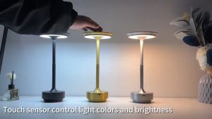 Touch Lamp LED light Table Lamp Metal Desk Light USB Rechargeable Touch Control Night Light 3 Colors Dimming Wireless Luxury Indoor Outdoor Lighting Bedside Lamp Bedroom Living Room Decoration Restaurants Bar Cafe Hotel Study