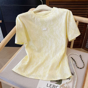 PAIBOLI | Unique Lace Embroidery Round Neck T-Shirt