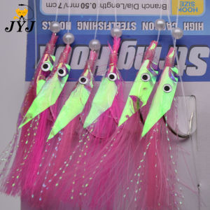 JYJ pack artificial laser fish skin Spanish mackerel hookfishing sabiki rig string hook for sea fishing