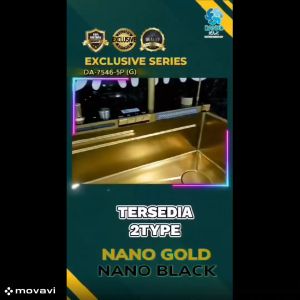 Kitchen Sink Stainless Piano Hitam Gold Bak Cuci Piring Stainless 1 2 Lubang Modern Wastafel Jumbo