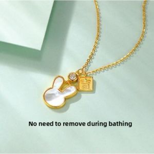 Titanium Steel Non-fading Lucky Rabbit Necklace Womens High Design Sense Jade Rabbit Necklace Fashionable Jewelry Accessory