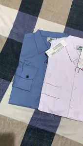 Kemeja Polos Pria Lengan Panjang Model Slimfit Formal Bisnis Atasan Cetak Bordir Logo Solid Katun
