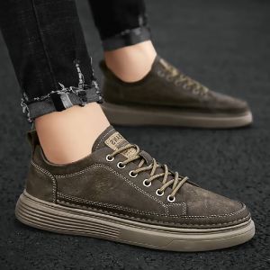 TOP MEN PH Fashion Korean Style PU Leather Sneakers Black Brown Slip On Shoes Low Cut Shoes for JS Prom Graduation Formal Attire and School Season