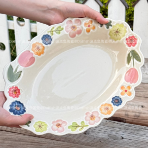 Bộ Đồ Ăn Bằng Gốm Sứ Họa Tiết Hoa Nhật Bản Cổ Điển Trung Quốc Đại Lục 82 Inch Bát Tròn Dùng Trong Gia Đình