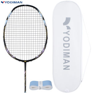 YODIMAN Original Genuine Premium Professional Badminton Racket High Modulus 50T Carbon Fiber Pro-Level 5U Super Light Competition Grade Racket with Grip & Bag