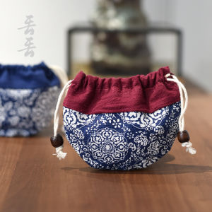 Handmade Sachet Mirror Bag Drawstring round Small Bag Crafts Change Bag Jewelry Storage Upscale Retro